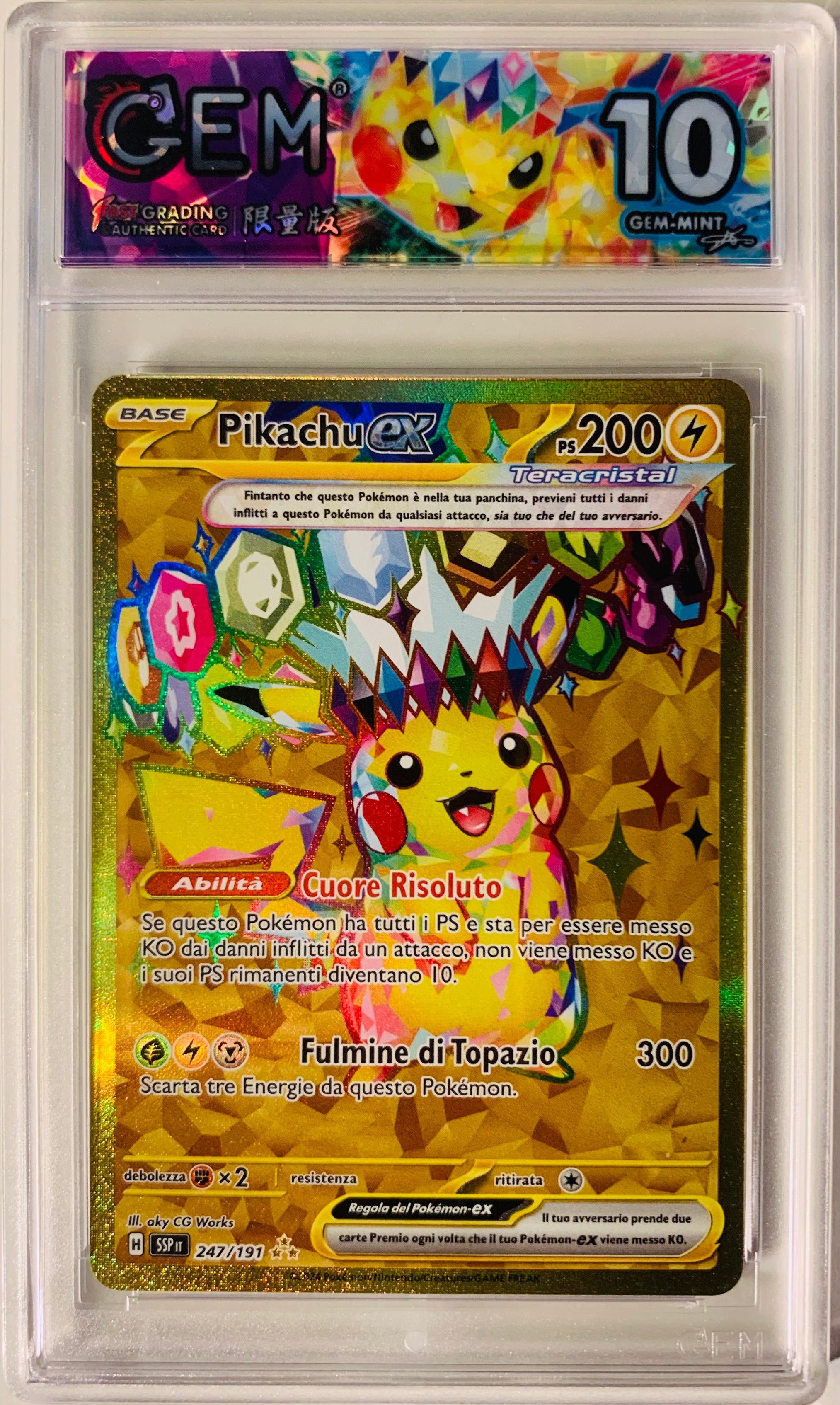 Pikachu EX Gold 247/191 Scintille Folgoranti GEM 10