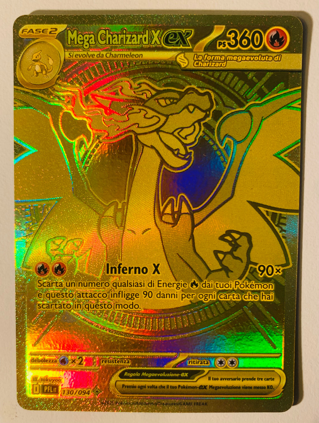Mega Charizard X EX Gold 130/094 Fiamme Spettrali - Near Mint