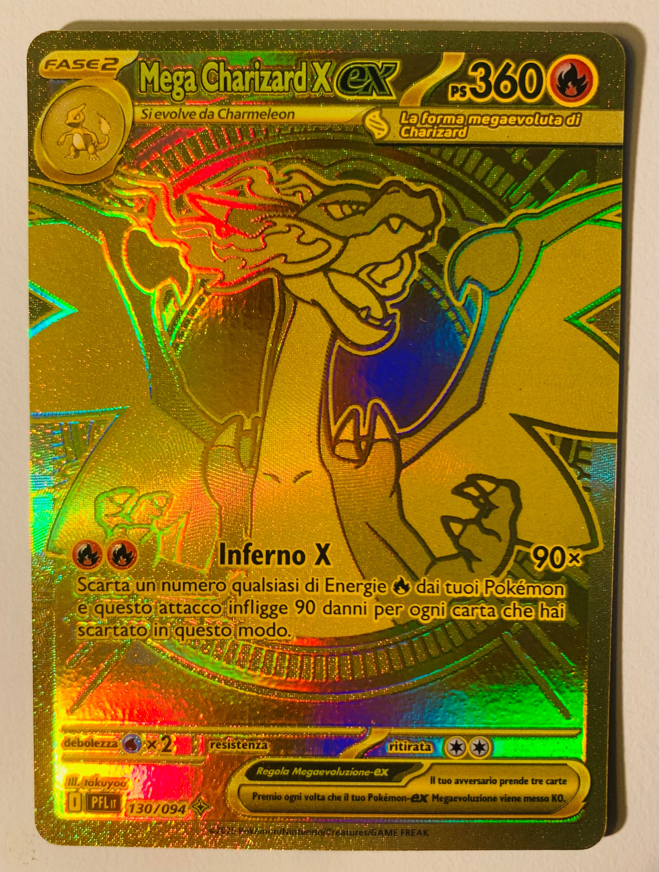 Mega Charizard X EX Gold 130/094 Fiamme Spettrali - Near Mint